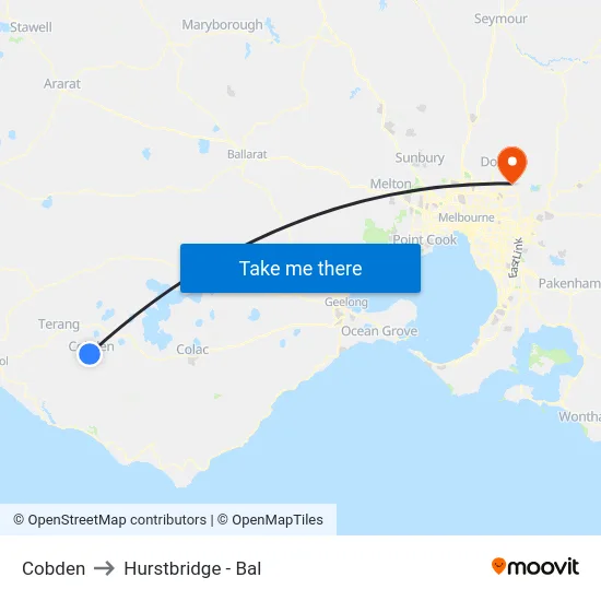 Cobden to Hurstbridge - Bal map