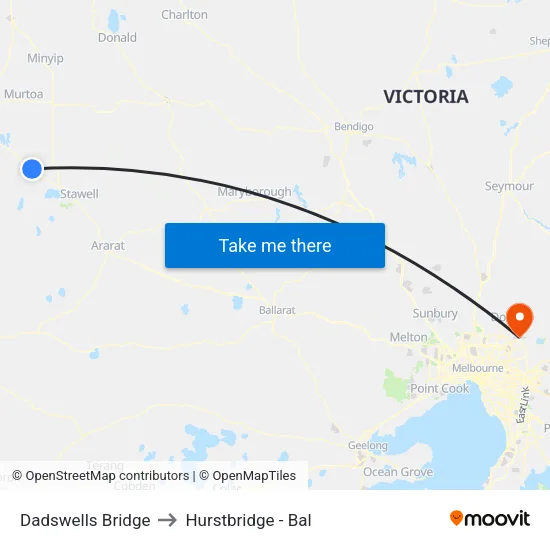 Dadswells Bridge to Hurstbridge - Bal map