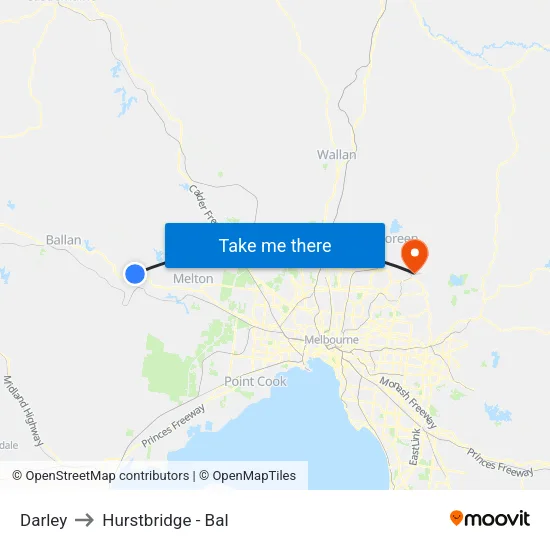 Darley to Hurstbridge - Bal map
