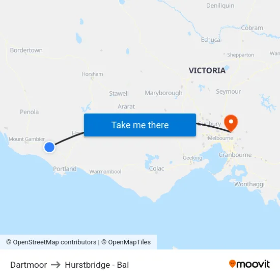 Dartmoor to Hurstbridge - Bal map