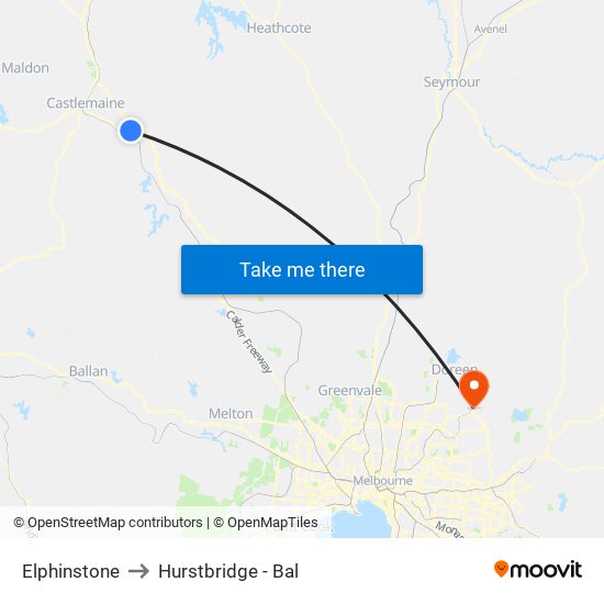 Elphinstone to Hurstbridge - Bal map