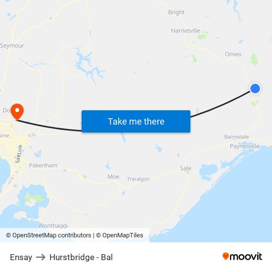 Ensay to Hurstbridge - Bal map