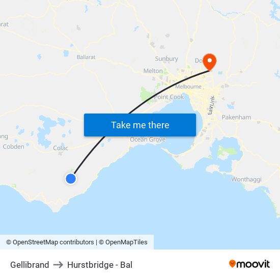 Gellibrand to Hurstbridge - Bal map