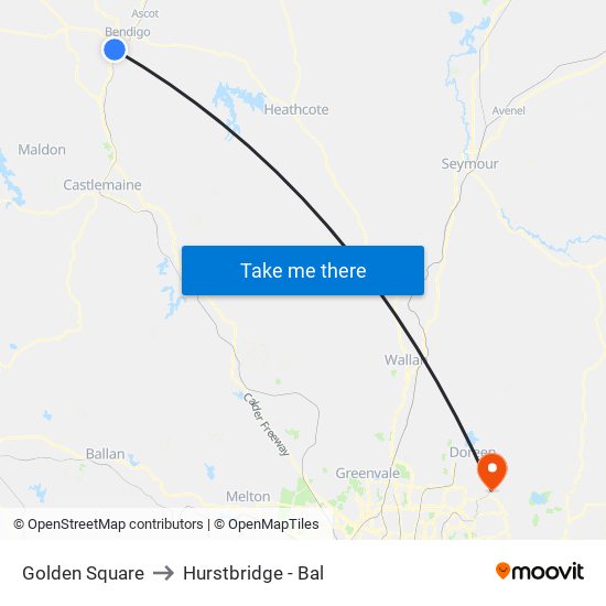 Golden Square to Hurstbridge - Bal map