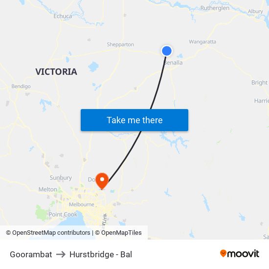 Goorambat to Hurstbridge - Bal map