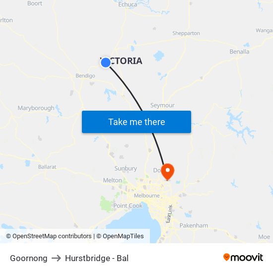 Goornong to Hurstbridge - Bal map