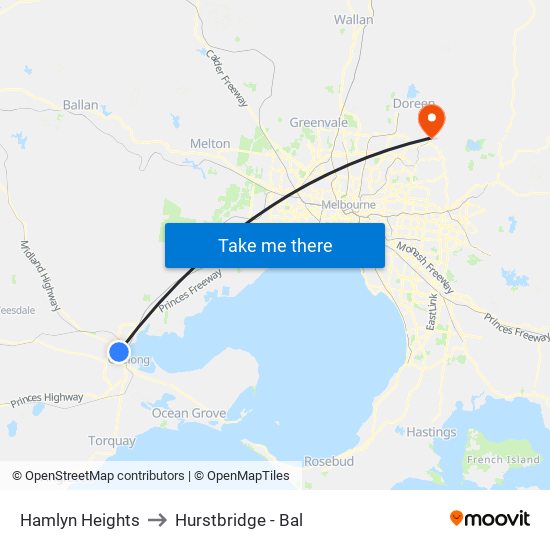 Hamlyn Heights to Hurstbridge - Bal map