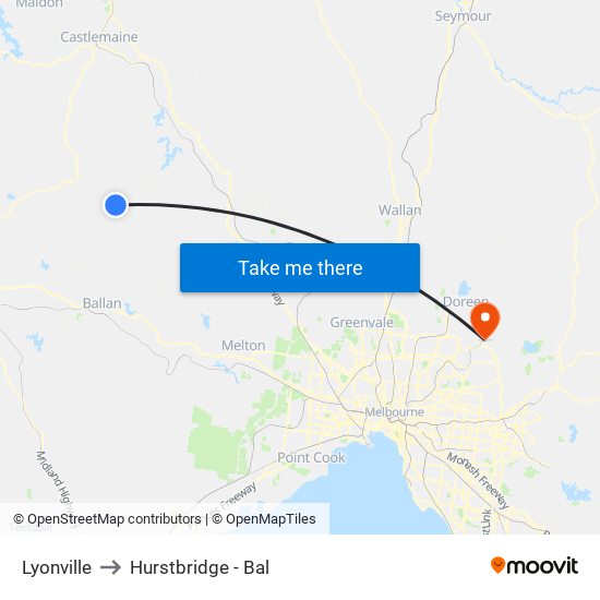 Lyonville to Hurstbridge - Bal map