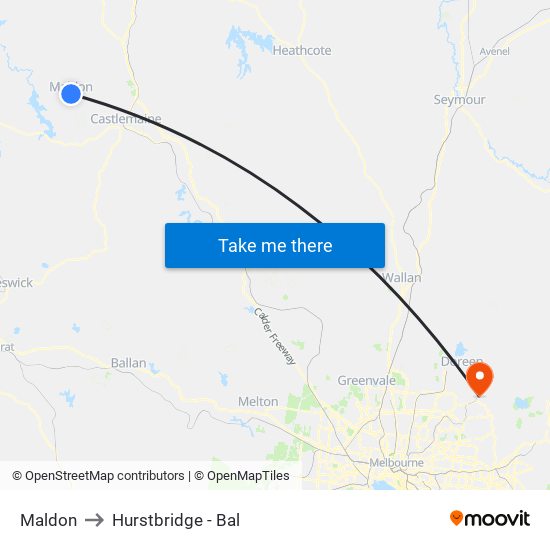 Maldon to Hurstbridge - Bal map