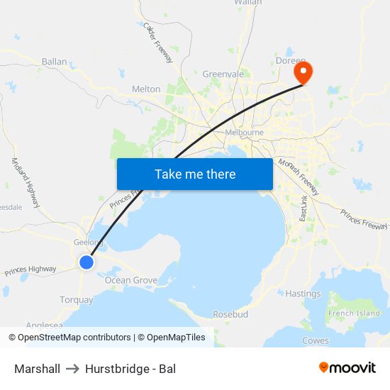 Marshall to Hurstbridge - Bal map