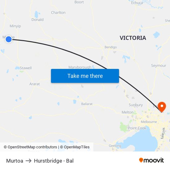 Murtoa to Hurstbridge - Bal map