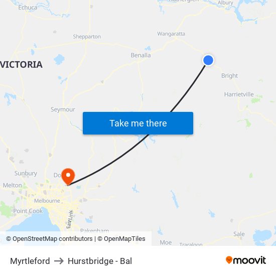 Myrtleford to Hurstbridge - Bal map