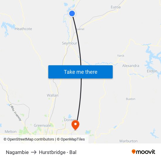 Nagambie to Hurstbridge - Bal map