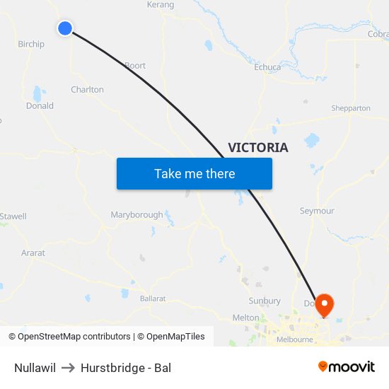 Nullawil to Hurstbridge - Bal map