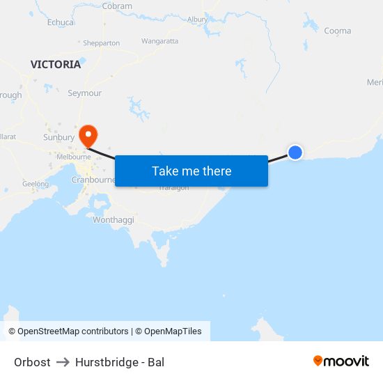 Orbost to Hurstbridge - Bal map