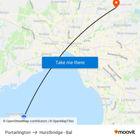 Portarlington to Hurstbridge - Bal map