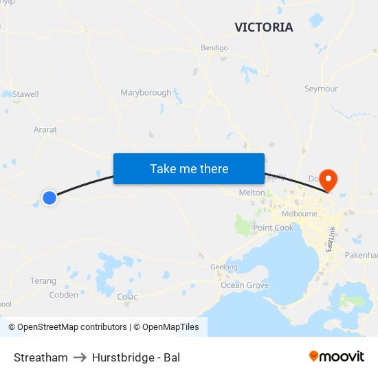 Streatham to Hurstbridge - Bal map