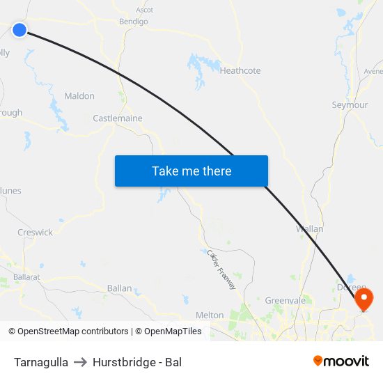 Tarnagulla to Hurstbridge - Bal map