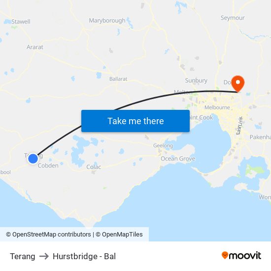 Terang to Hurstbridge - Bal map