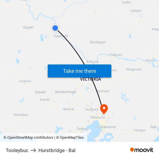 Tooleybuc to Hurstbridge - Bal map