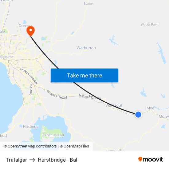 Trafalgar to Hurstbridge - Bal map