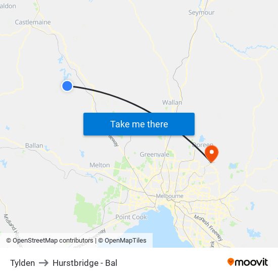 Tylden to Hurstbridge - Bal map