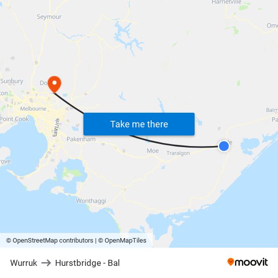 Wurruk to Hurstbridge - Bal map