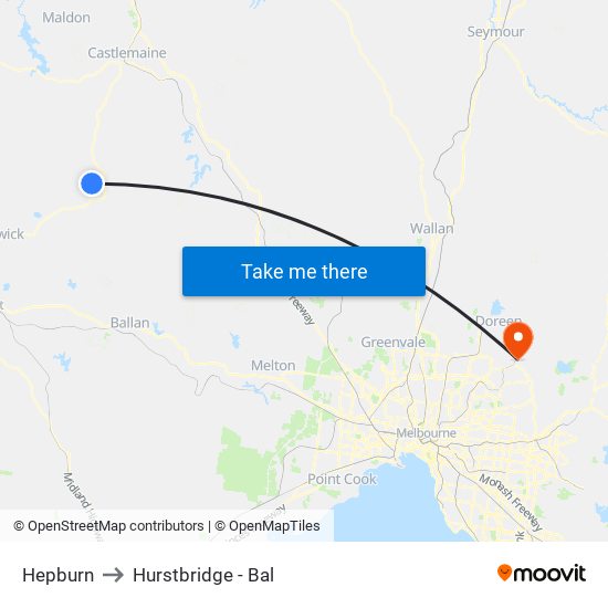 Hepburn to Hurstbridge - Bal map