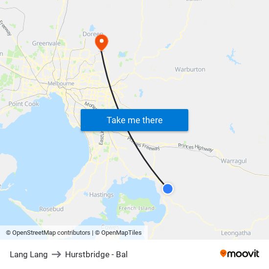 Lang Lang to Hurstbridge - Bal map