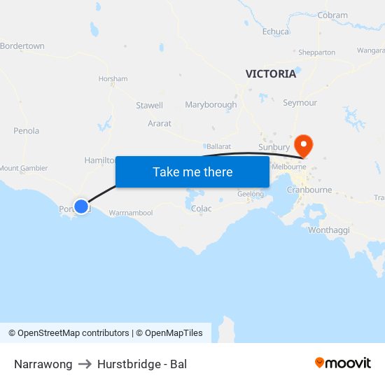 Narrawong to Hurstbridge - Bal map