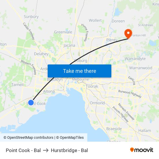 Point Cook - Bal to Hurstbridge - Bal map