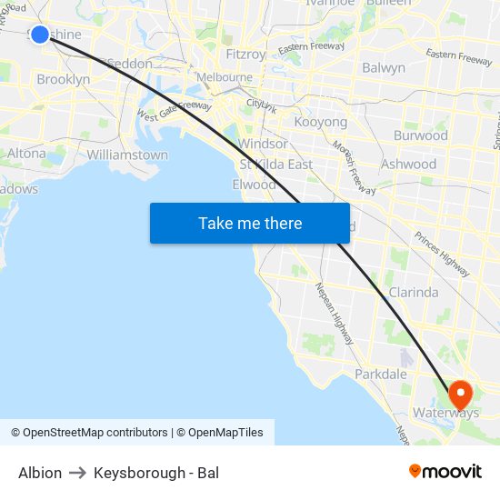 Albion to Keysborough - Bal map