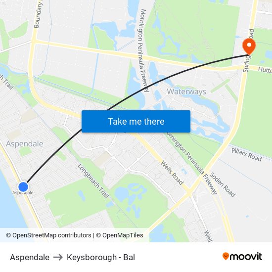 Aspendale to Keysborough - Bal map