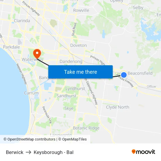 Berwick to Keysborough - Bal map