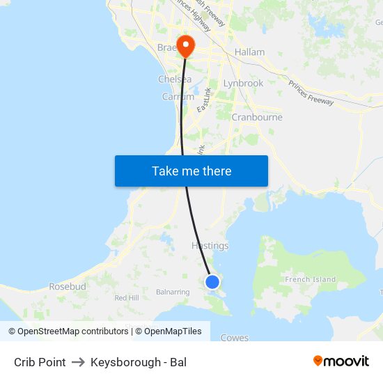 Crib Point to Keysborough - Bal map