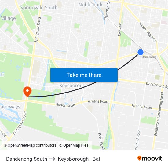 Dandenong South to Keysborough - Bal map