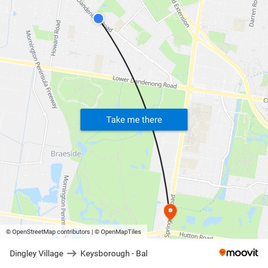 Dingley Village to Keysborough - Bal map