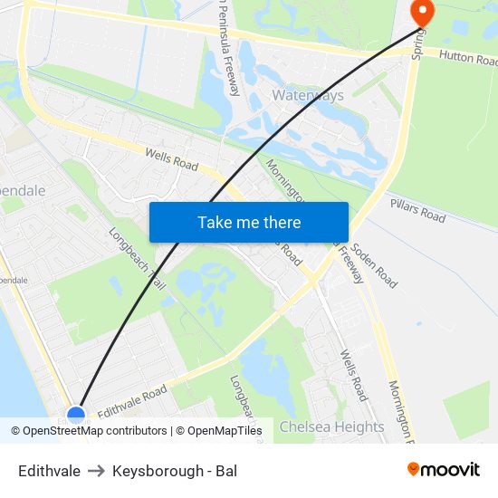 Edithvale to Keysborough - Bal map