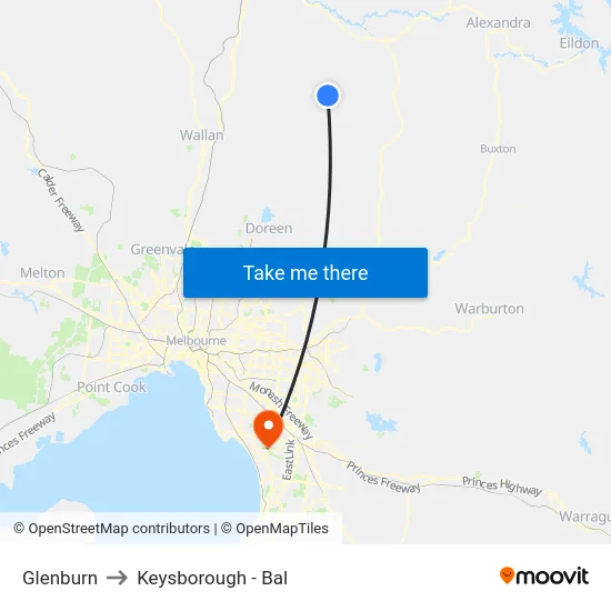 Glenburn to Keysborough - Bal map