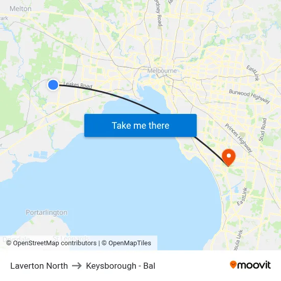 Laverton North to Keysborough - Bal map
