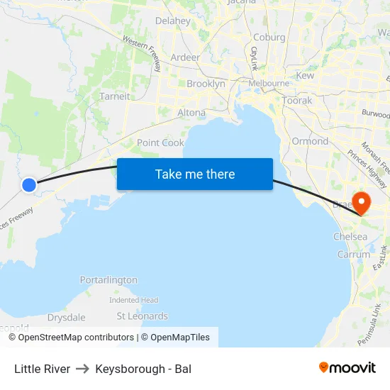 Little River to Keysborough - Bal map