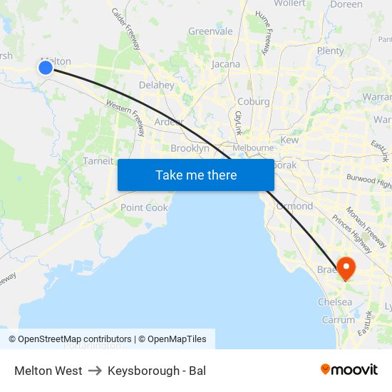 Melton West to Keysborough - Bal map