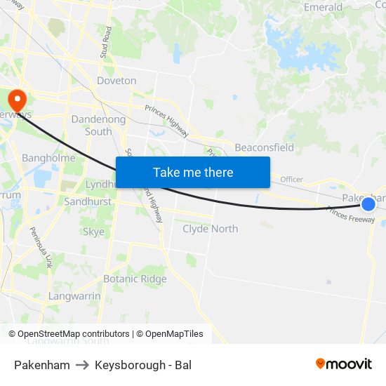 Pakenham to Keysborough - Bal map