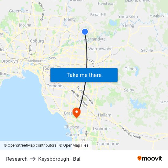 Research to Keysborough - Bal map
