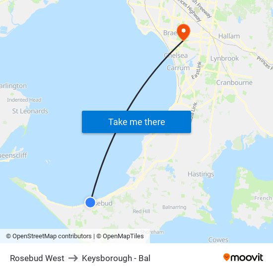 Rosebud West to Keysborough - Bal map