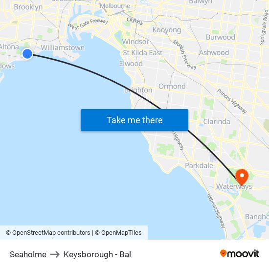 Seaholme to Keysborough - Bal map