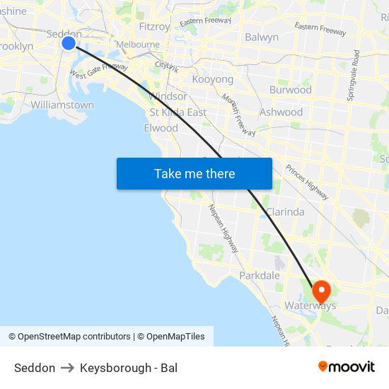 Seddon to Keysborough - Bal map