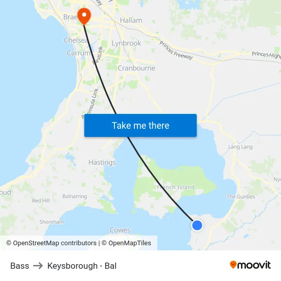 Bass to Keysborough - Bal map