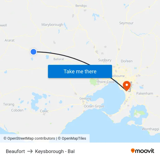 Beaufort to Keysborough - Bal map