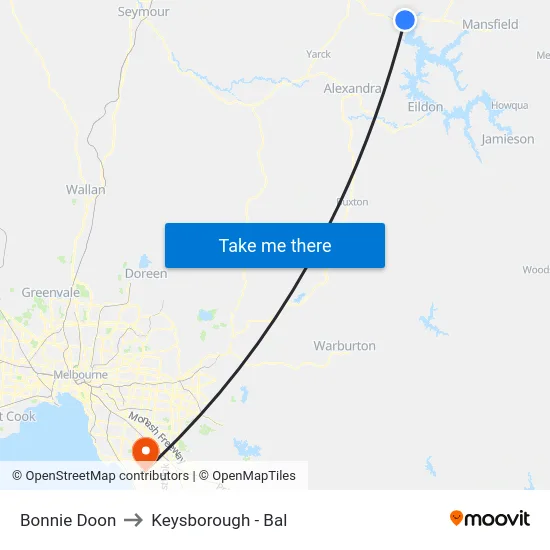 Bonnie Doon to Keysborough - Bal map